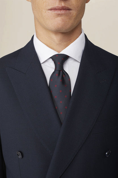 Men's double-breasted suit in plain fabric, regular fit