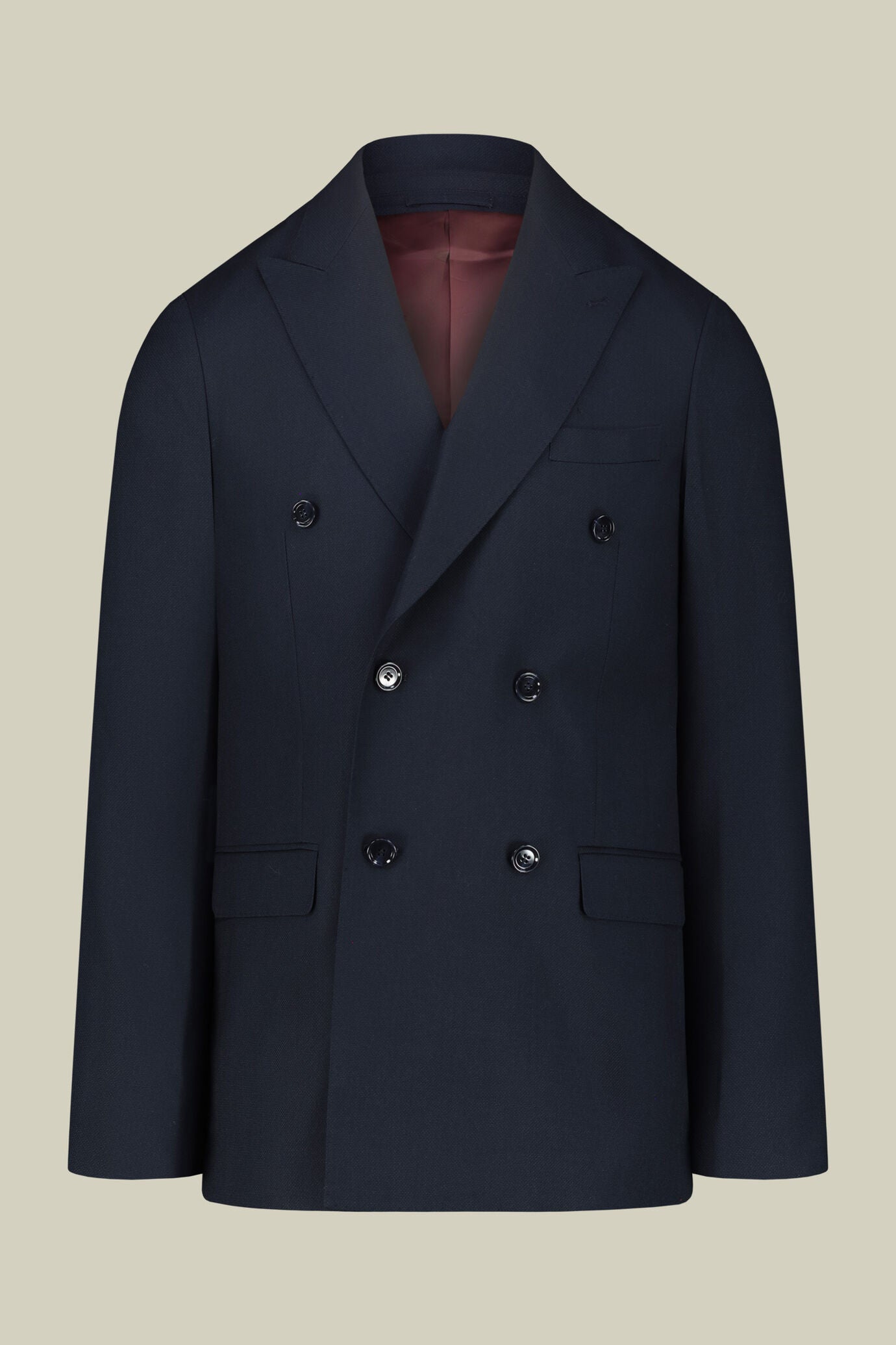 Men's double-breasted suit in plain fabric, regular fit