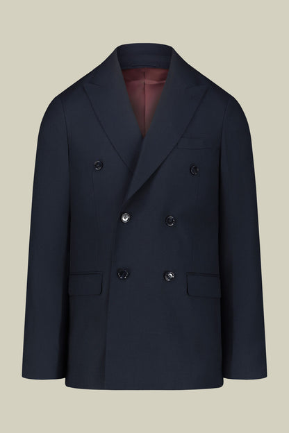 Men's double-breasted suit in plain fabric, regular fit