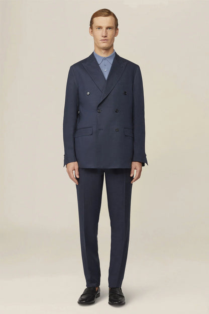 Men's double-breasted suit in 100% linen, regular fit