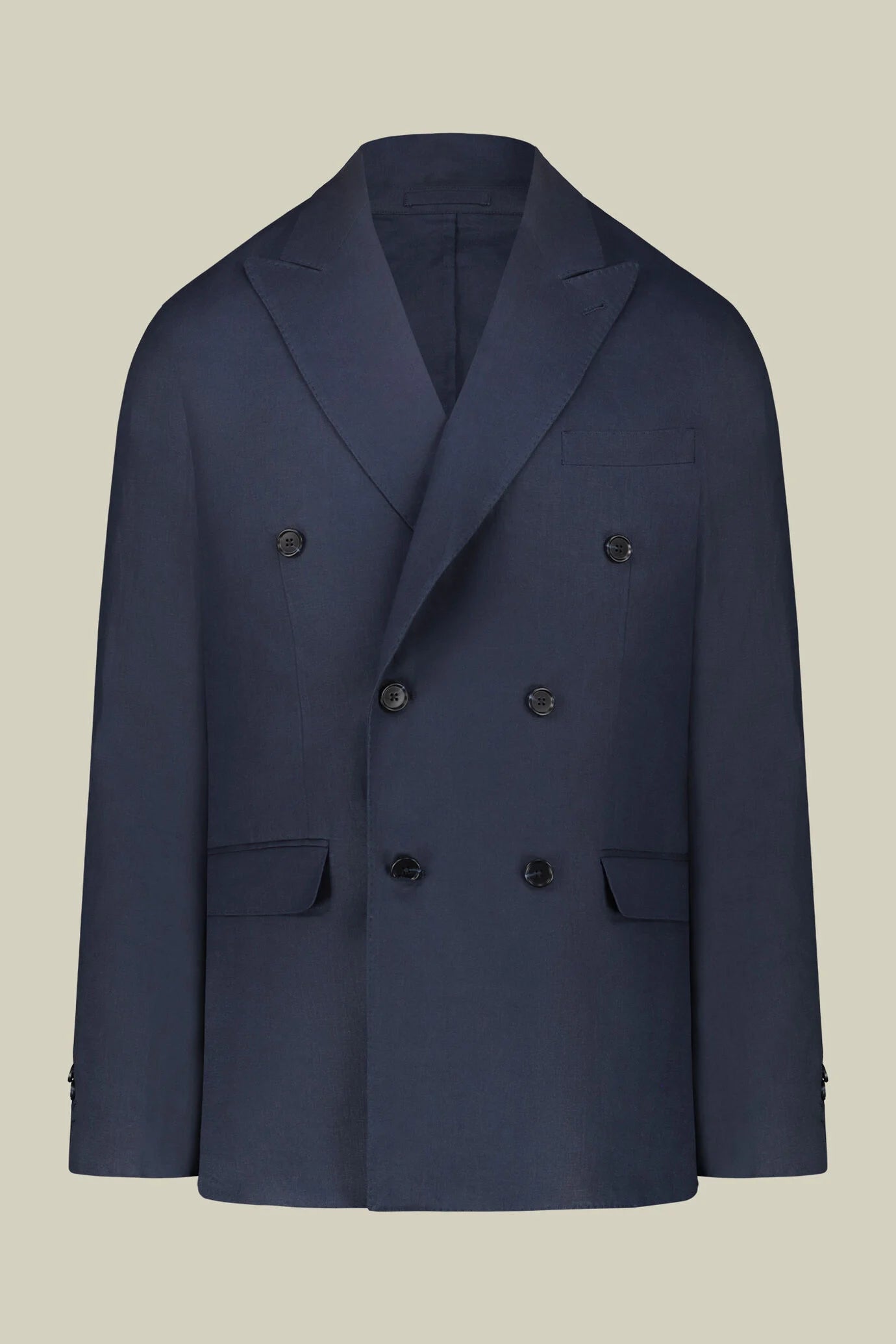 Men's double-breasted suit in 100% linen, regular fit