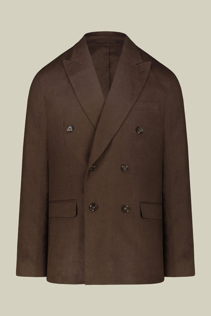 Men's double-breasted suit in 100% linen, regular fit