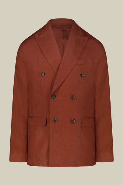 Men's double-breasted suit in 100% linen, regular fit