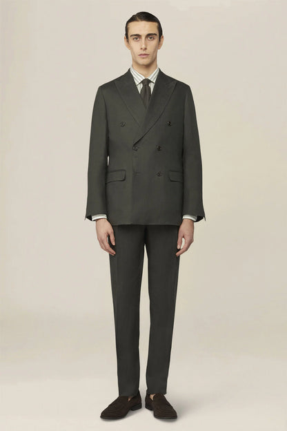 Men's double-breasted suit in 100% linen, regular fit
