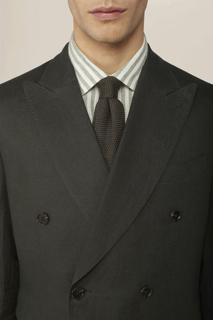 Men's double-breasted suit in 100% linen, regular fit
