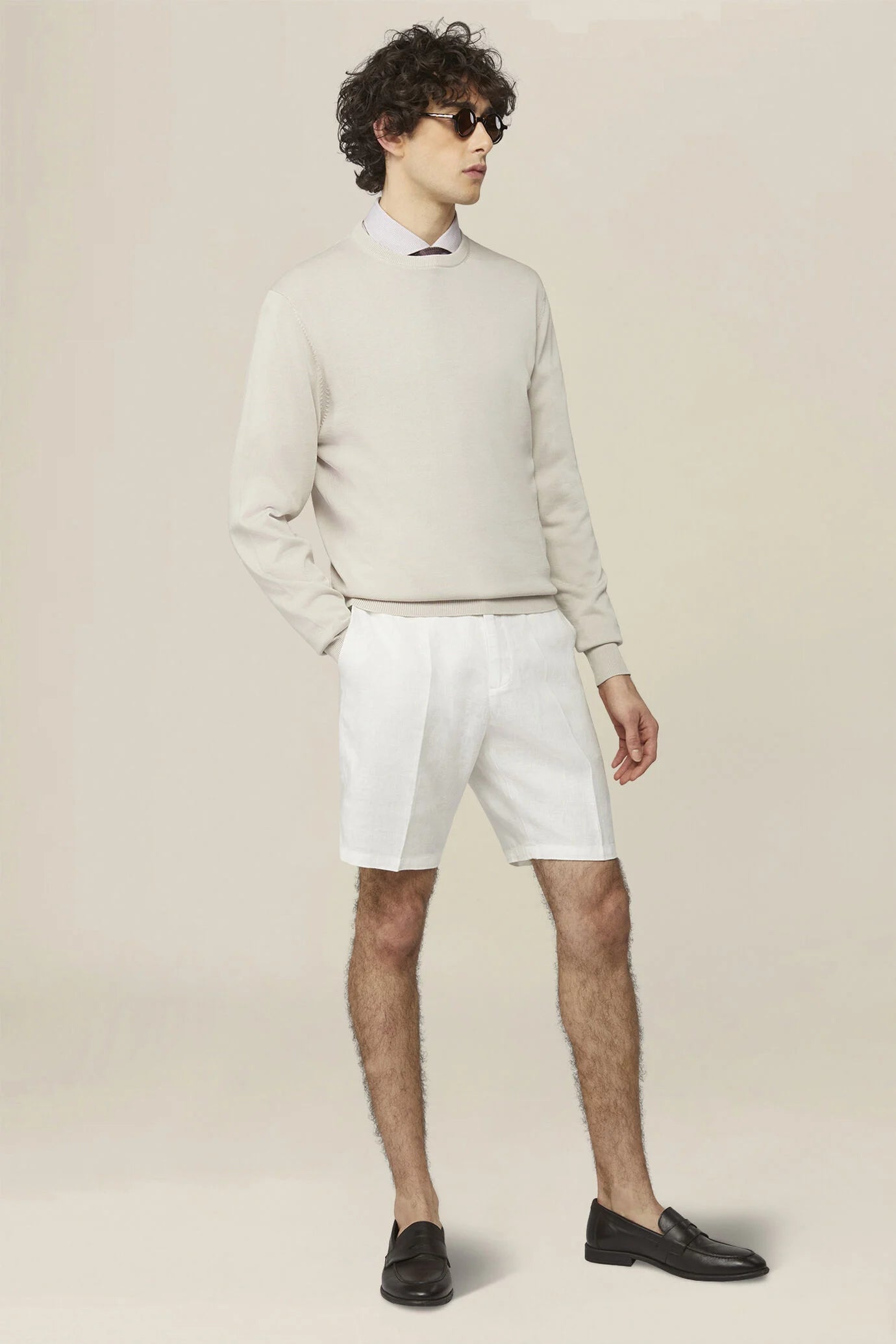 Men's 100% linen Bermuda shorts, regular fit