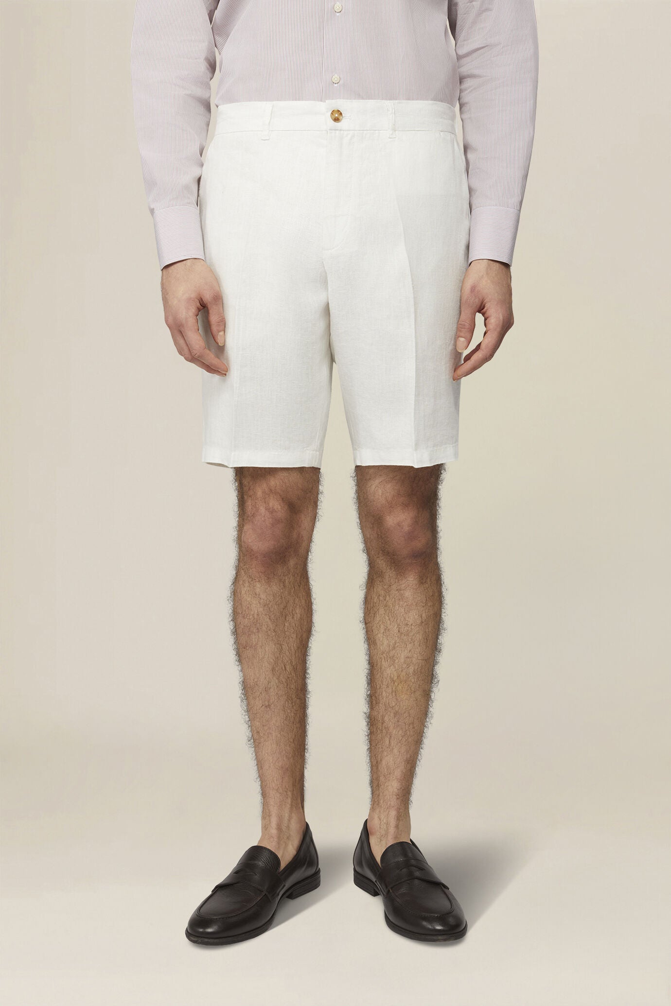 Men's 100% linen Bermuda shorts, regular fit
