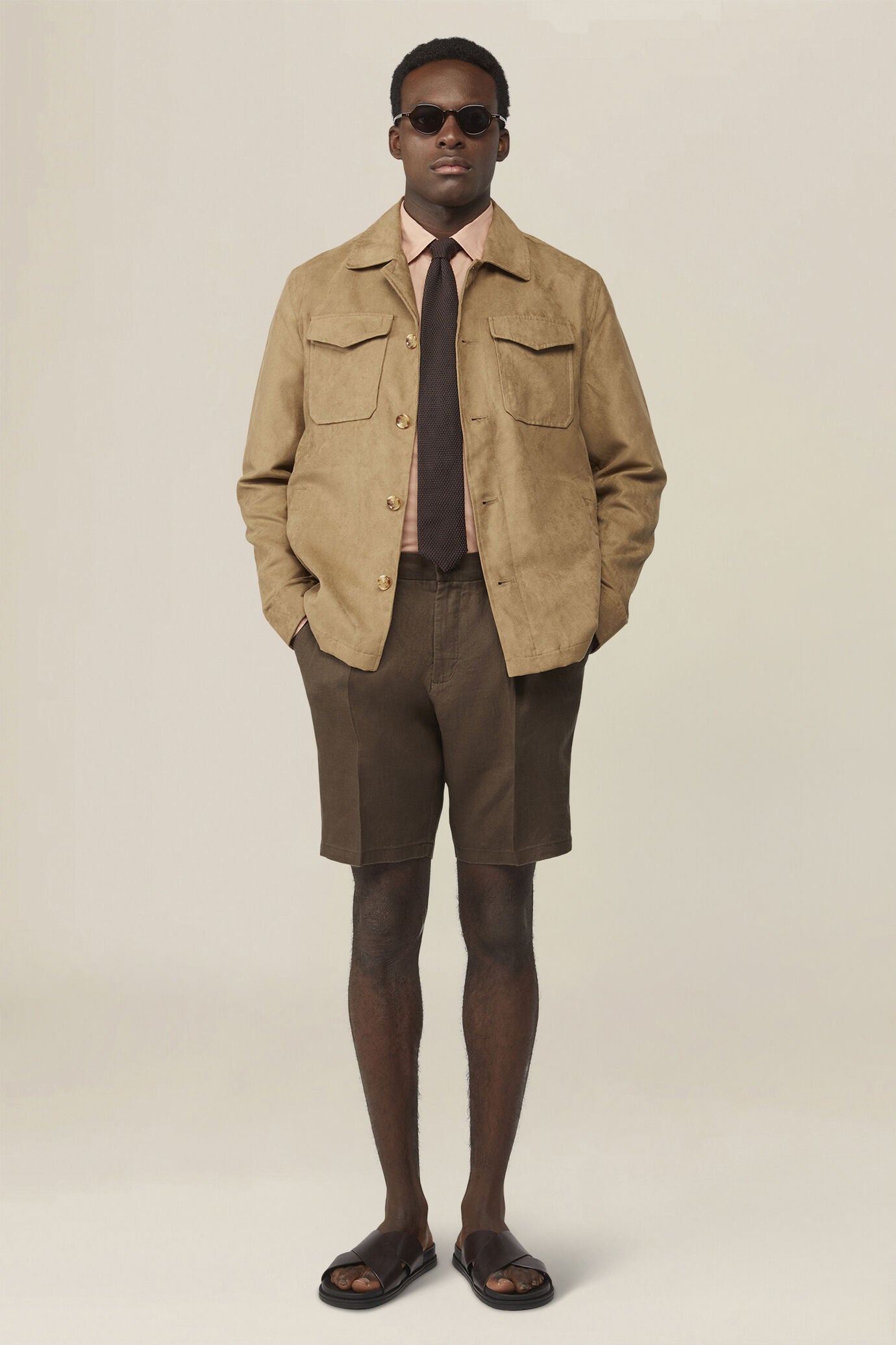 Men's 100% linen Bermuda shorts, regular fit