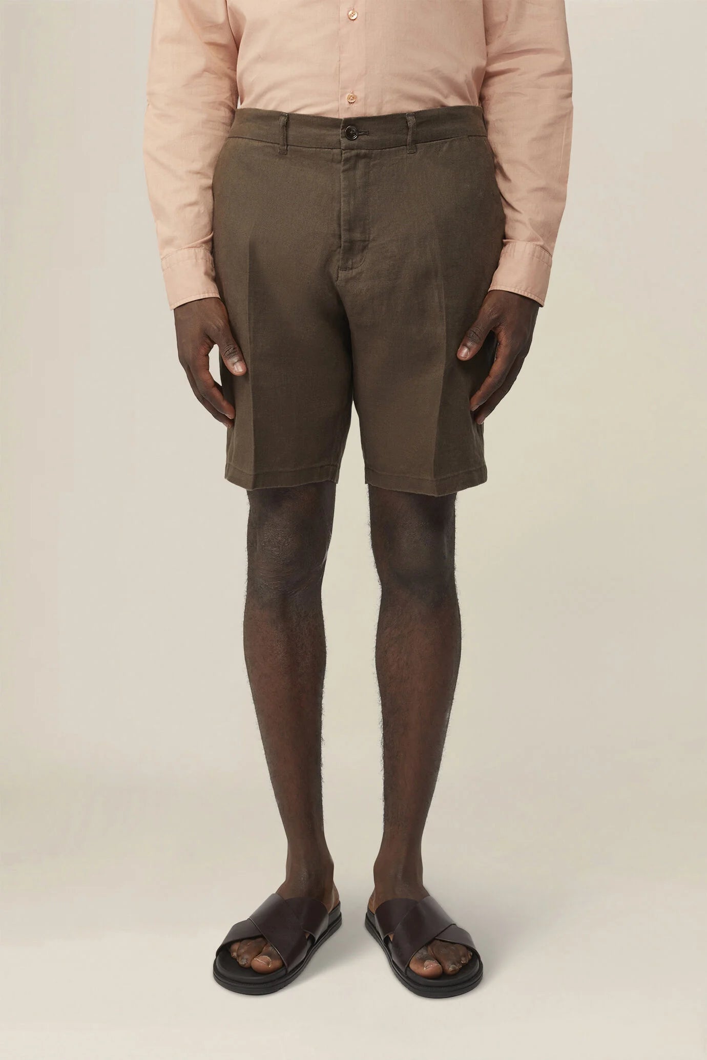 Men's 100% linen Bermuda shorts, regular fit