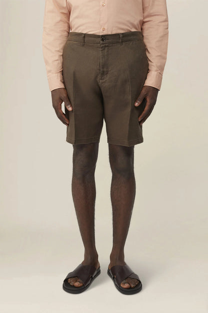 Men's 100% linen Bermuda shorts, regular fit