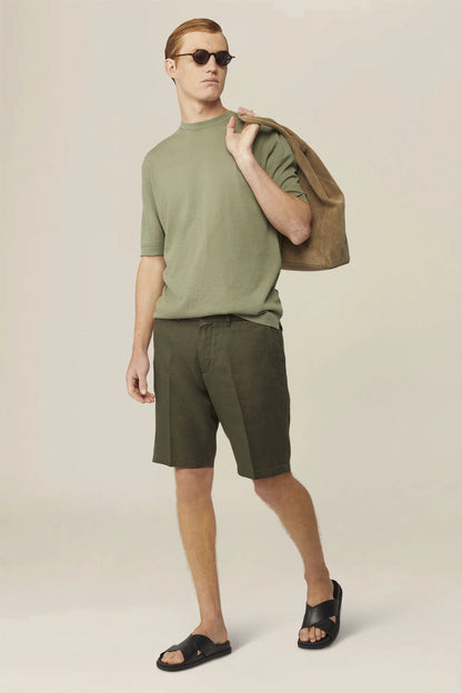 Men's 100% linen Bermuda shorts, regular fit