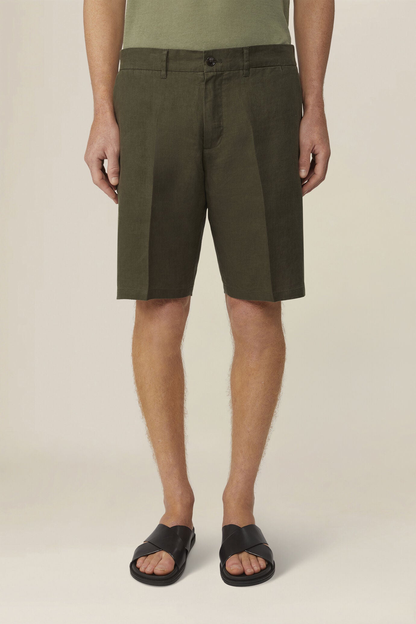 Men's 100% linen Bermuda shorts, regular fit
