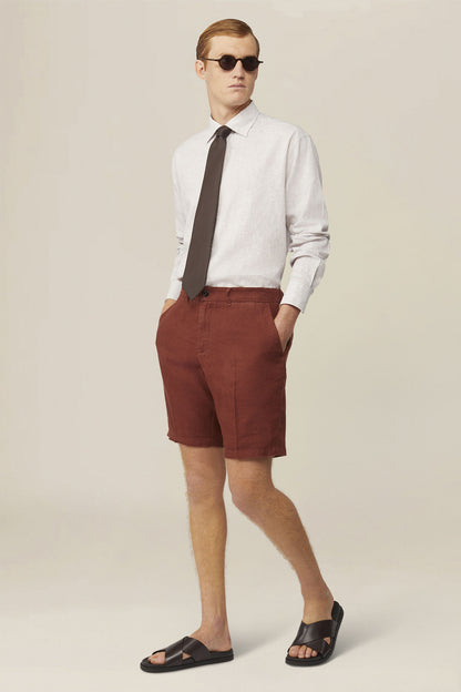 Men's 100% linen Bermuda shorts, regular fit