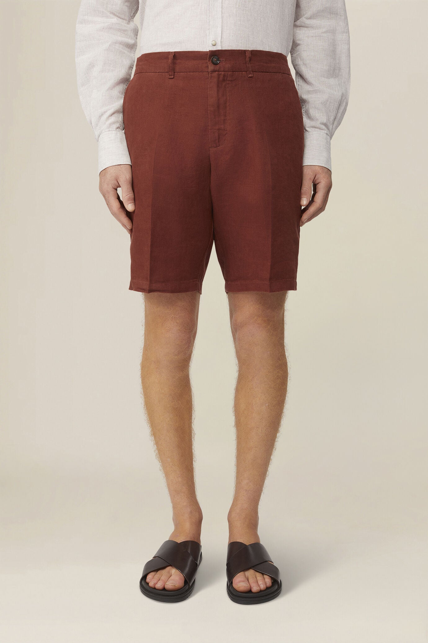 Men's 100% linen Bermuda shorts, regular fit