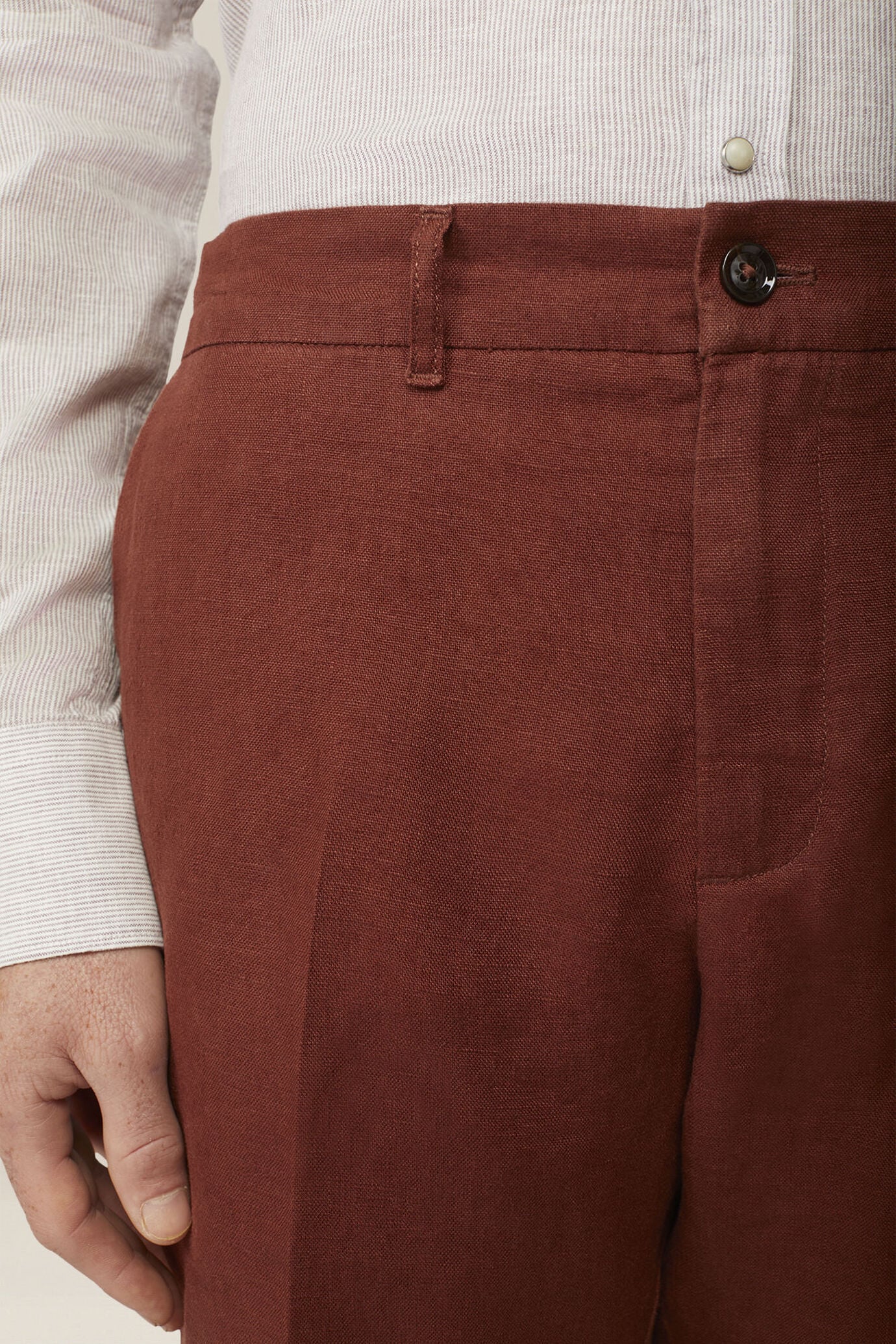 Men's 100% linen Bermuda shorts, regular fit