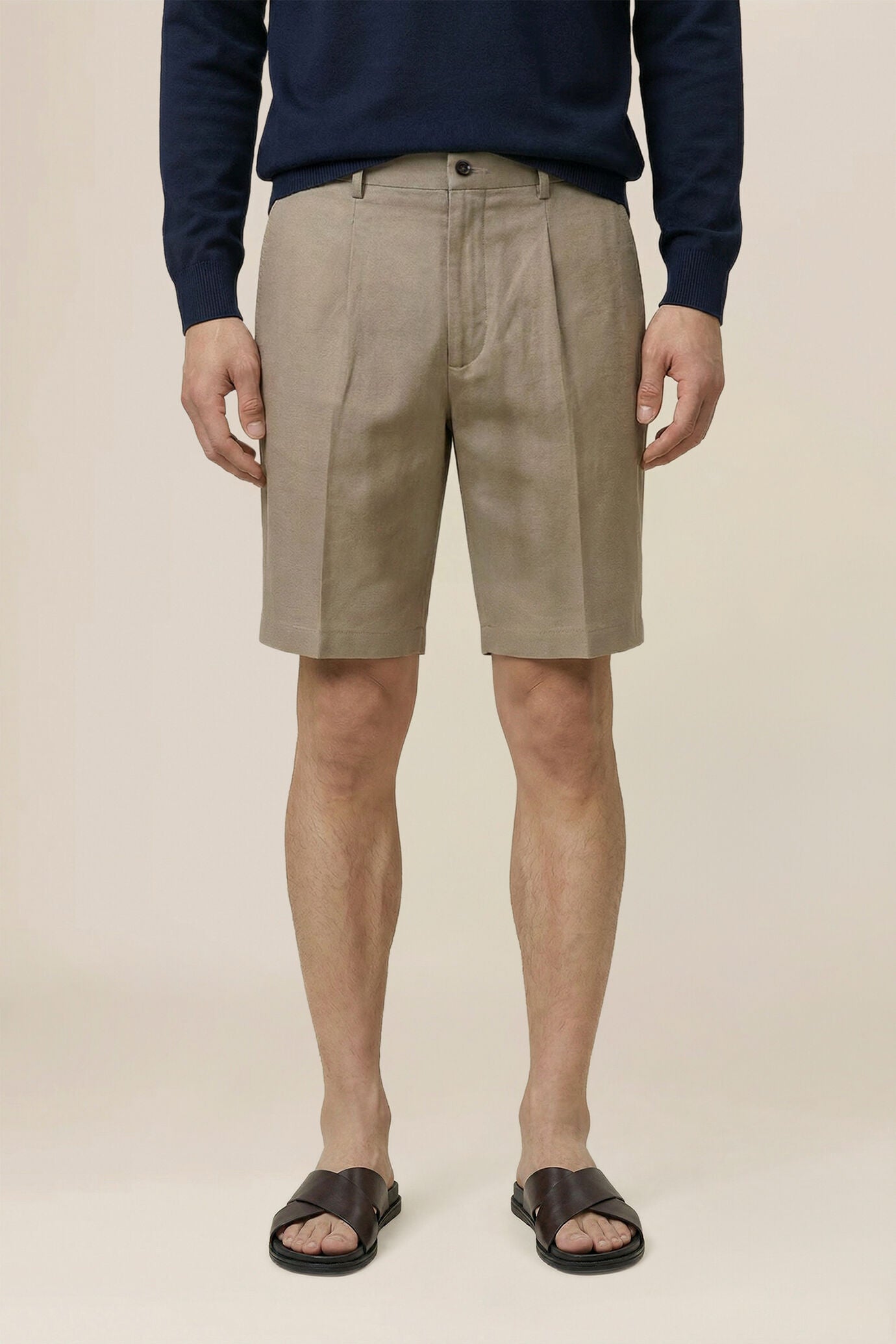 Men's 100% linen Bermuda shorts, regular fit