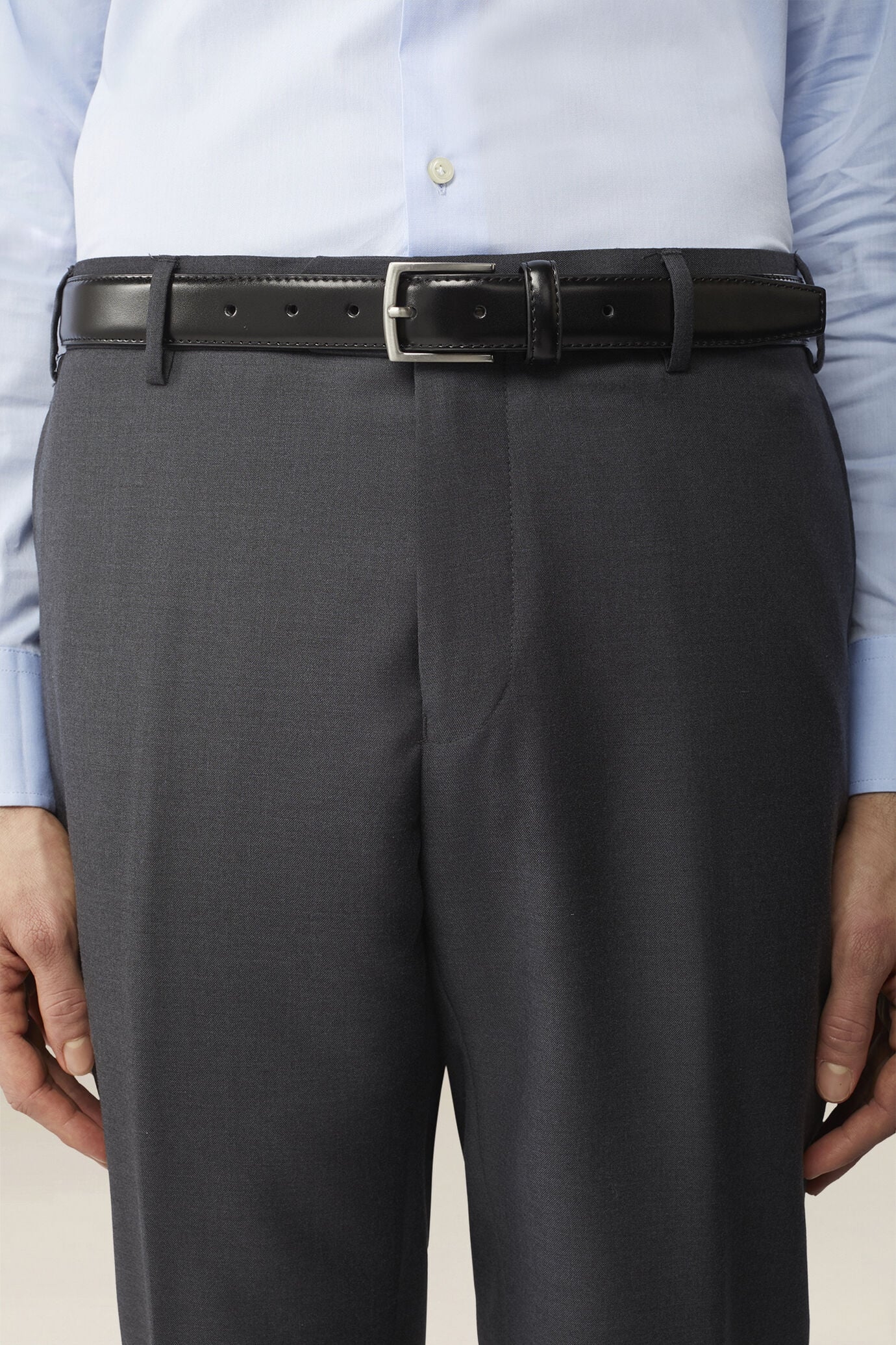 Classic men's belt in 100% leather with stitching