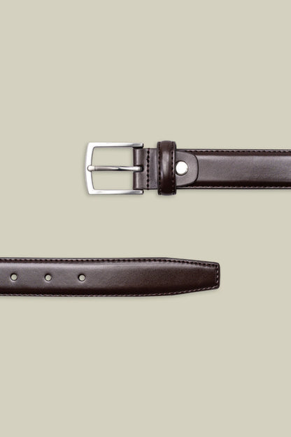 Classic men's belt in 100% leather with stitching