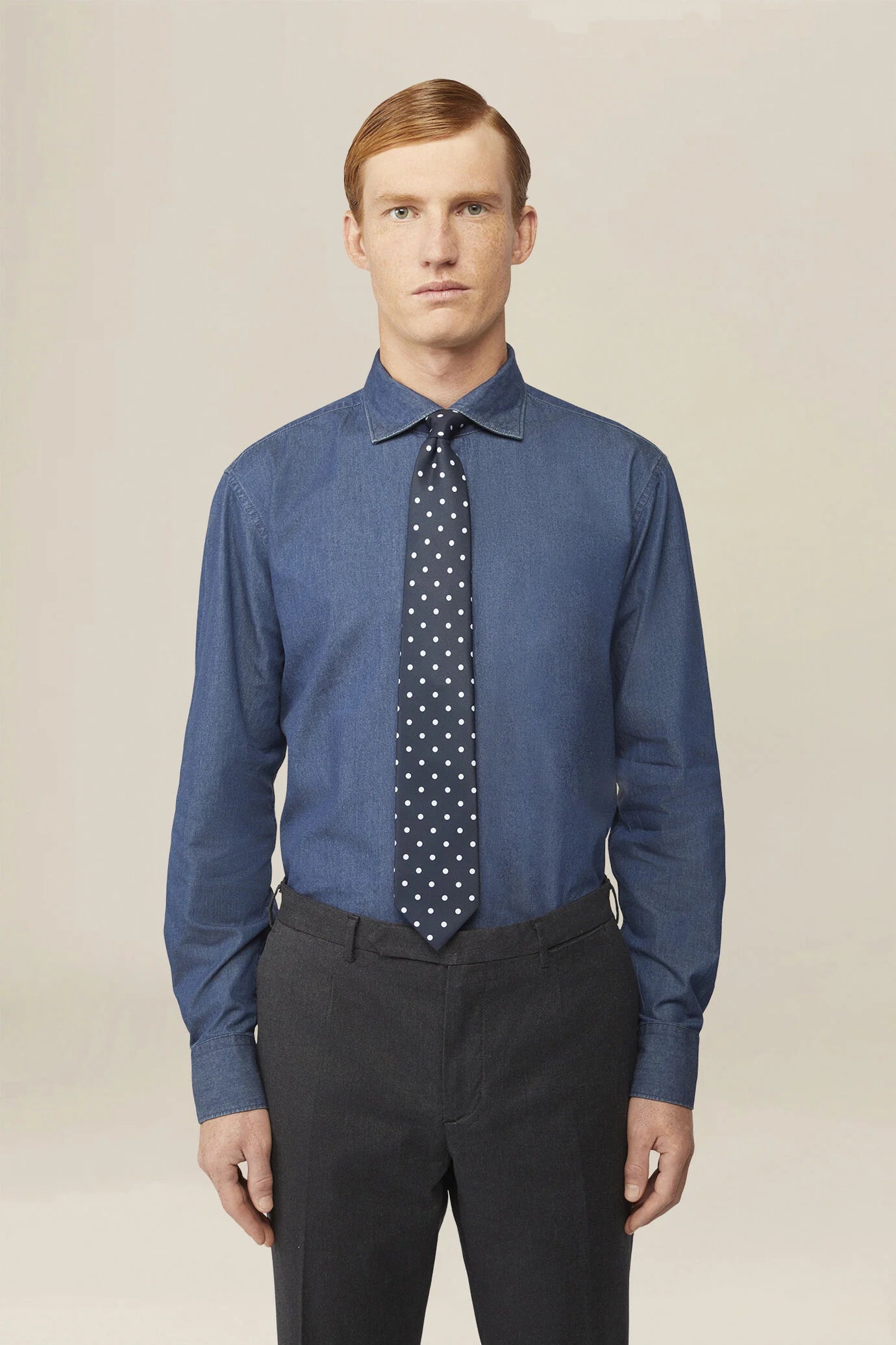Men's 100% cotton slim fit denim shirt