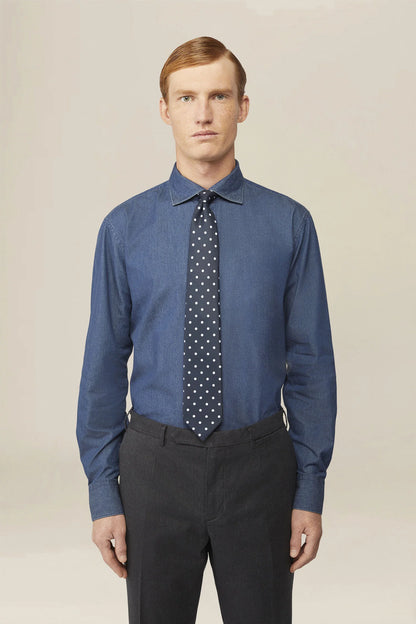 Men's 100% cotton slim fit denim shirt