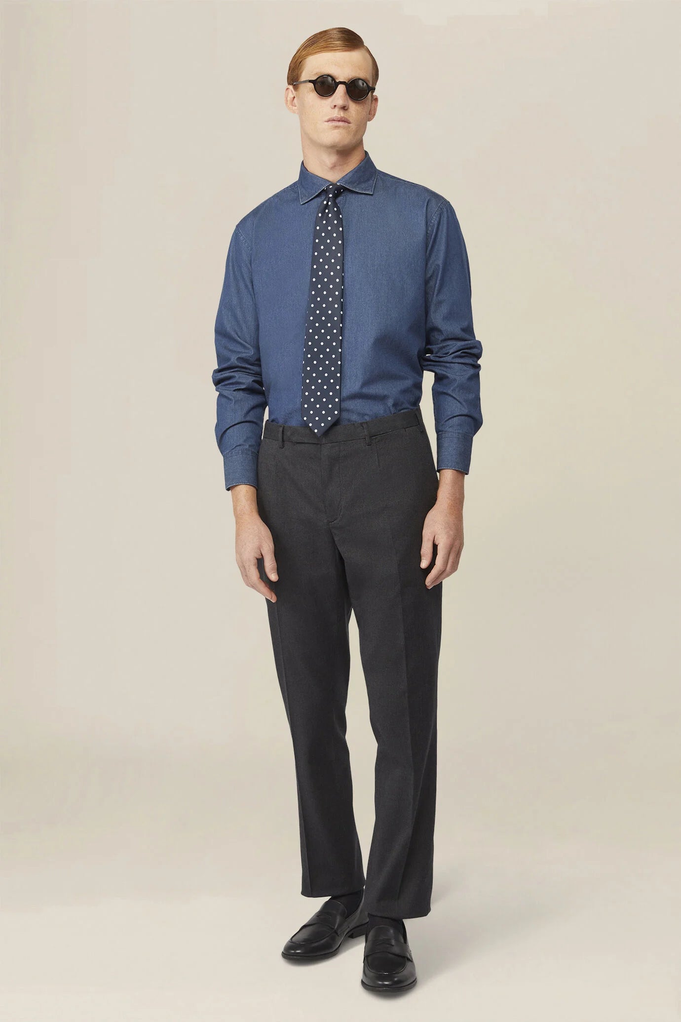 Men's 100% cotton slim fit denim shirt