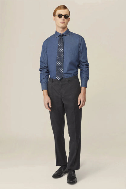 Men's 100% cotton slim fit denim shirt