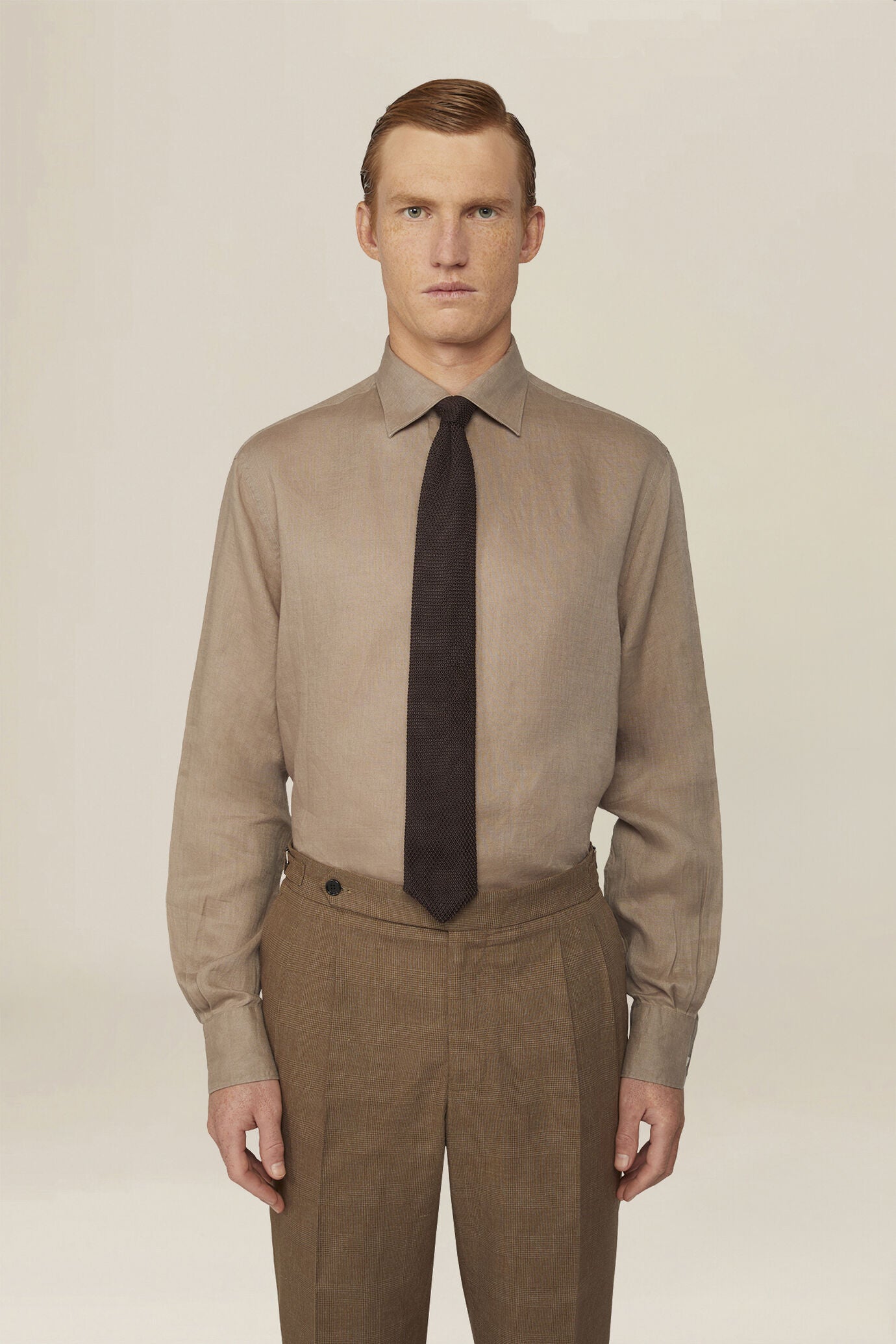 Men's 100% Linen Button-Down Shirt, Off-White