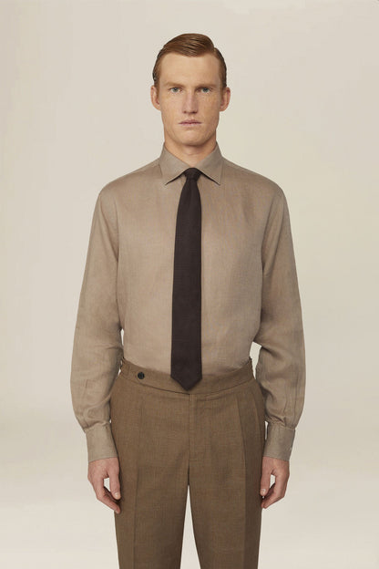 Men's casual shirt with french collar, 100% linen