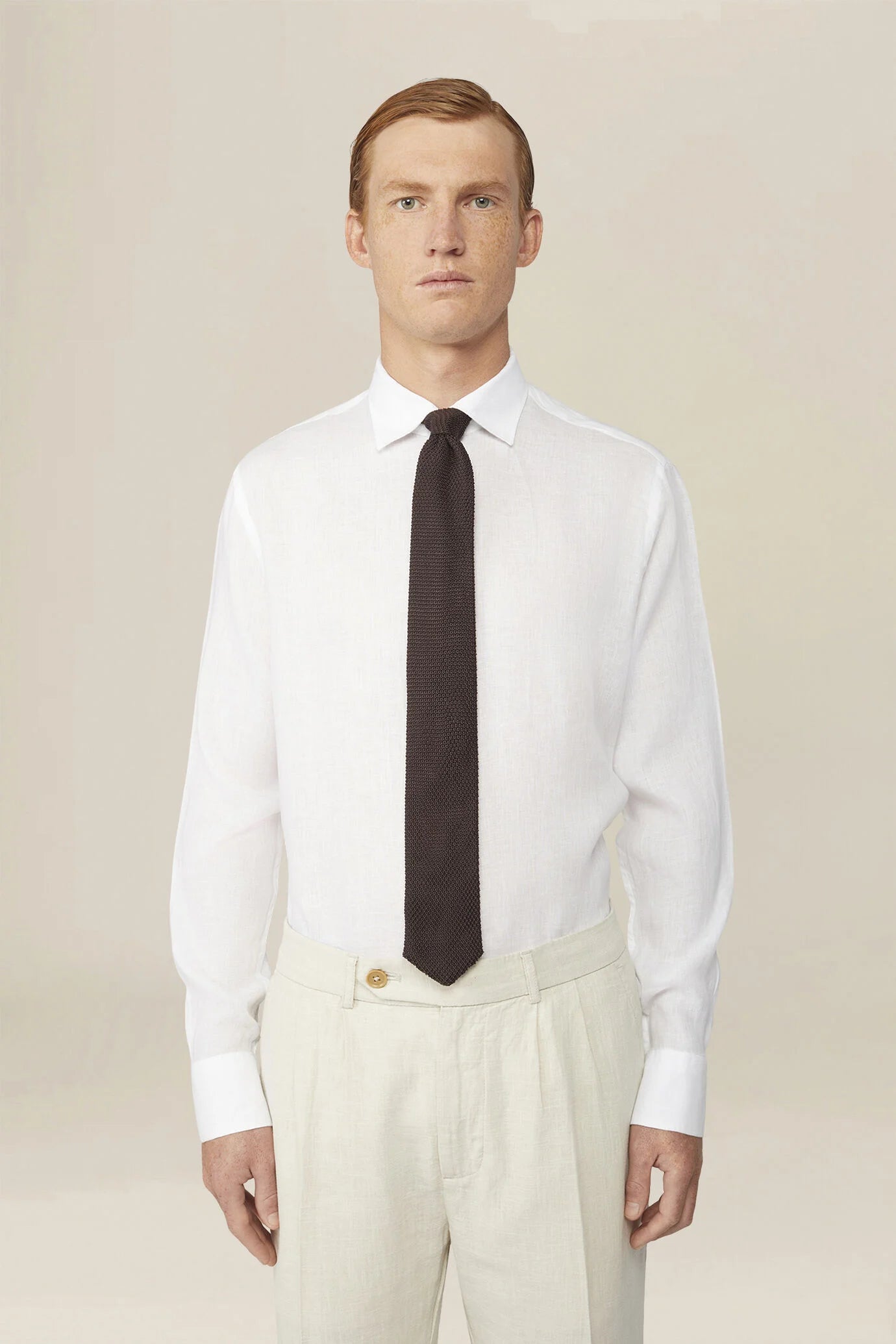 Men's 100% Linen Button-Down Shirt, Off-White