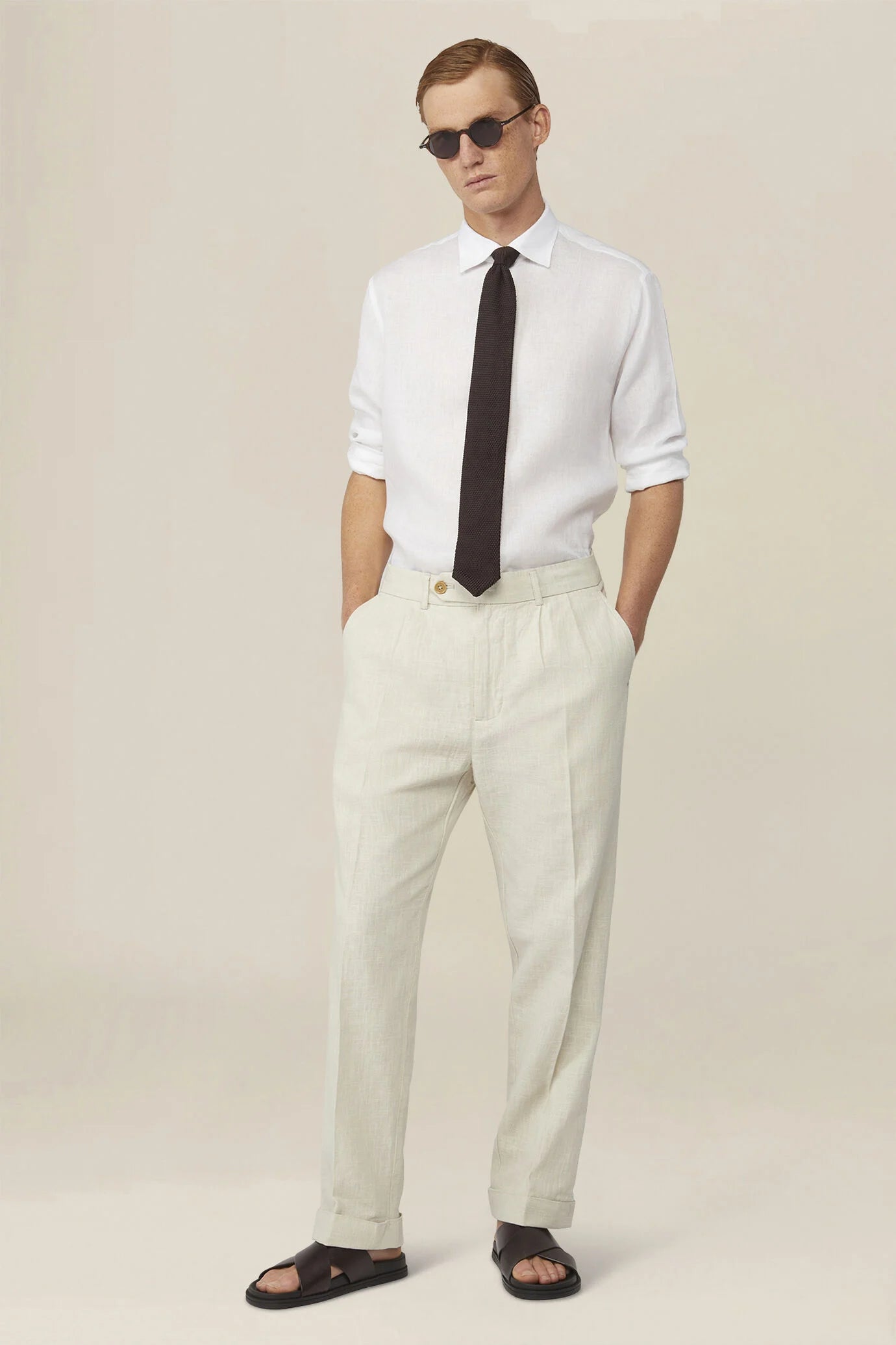 Men's 100% Linen Button-Down Shirt, Off-White