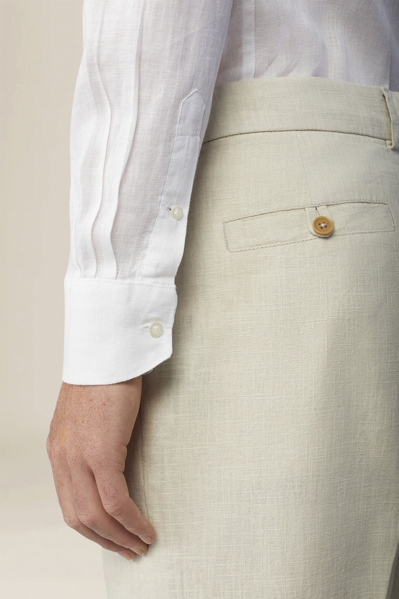 Men's 100% Linen Button-Down Shirt, Off-White