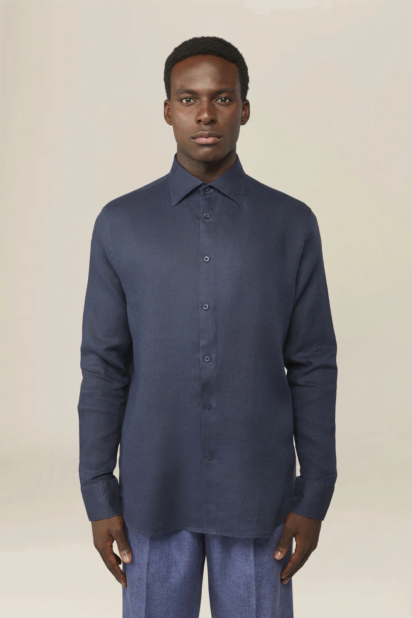 Men's 100% Linen Button-Down Shirt, Off-White