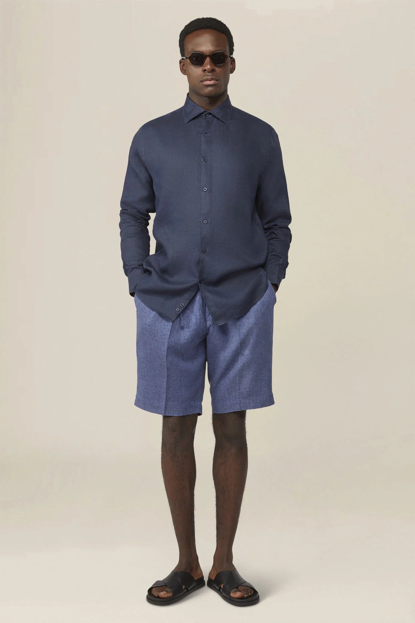 Men's 100% Linen Button-Down Shirt, Off-White