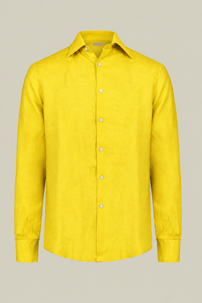 Men's 100% Linen Button-Down Shirt