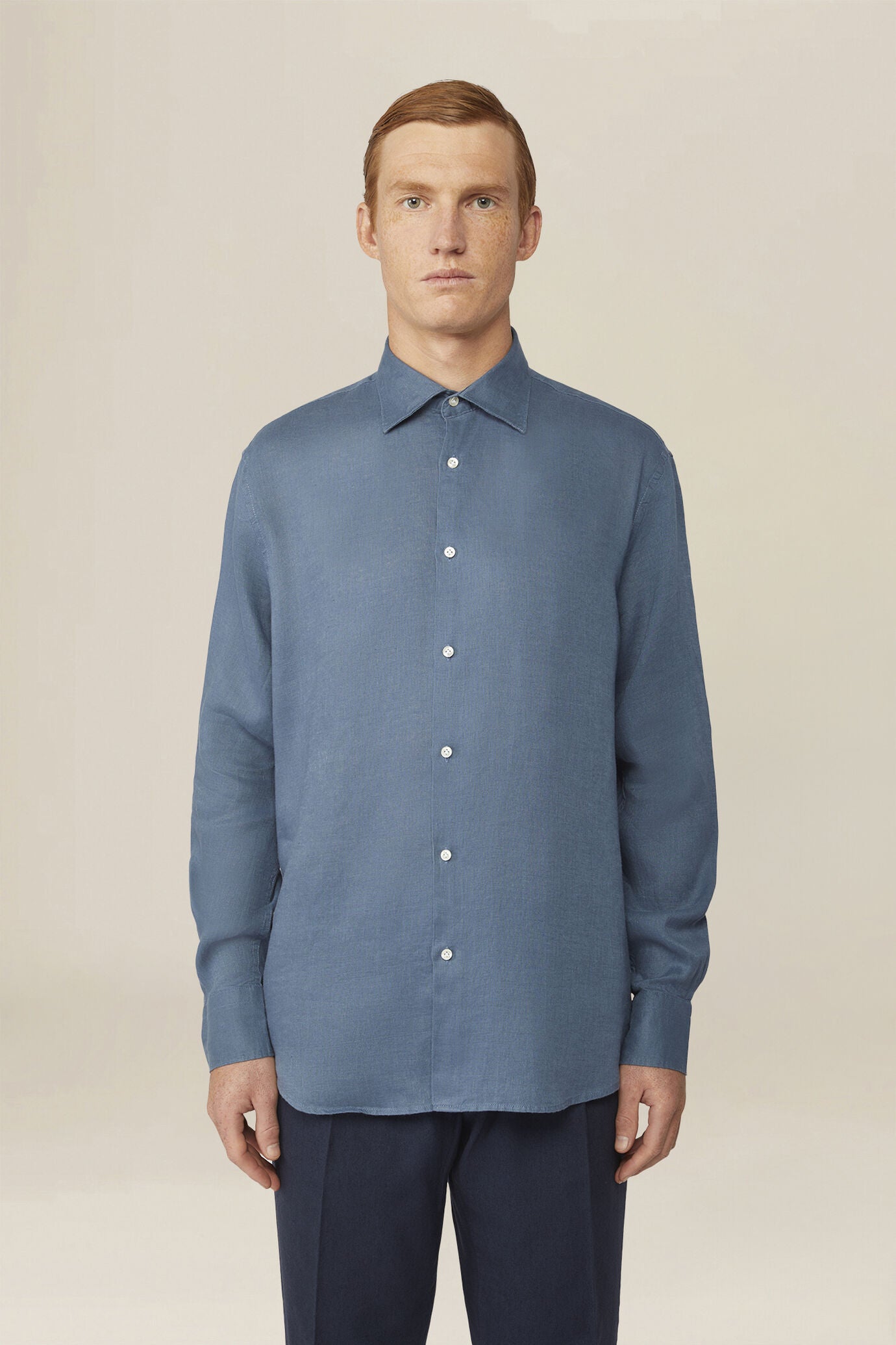 Men's 100% Linen Button-Down Shirt, Off-White
