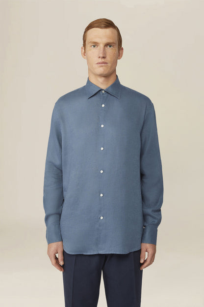Men's 100% Linen Button-Down Shirt, Off-White