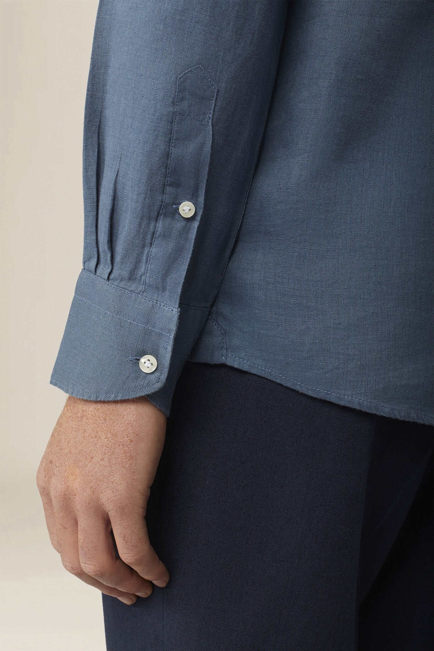 Men's 100% Linen Button-Down Shirt, Off-White