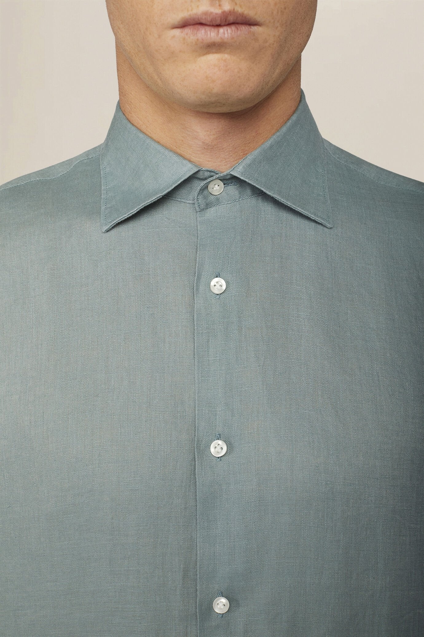 Men's 100% Linen Button-Down Shirt, Off-White