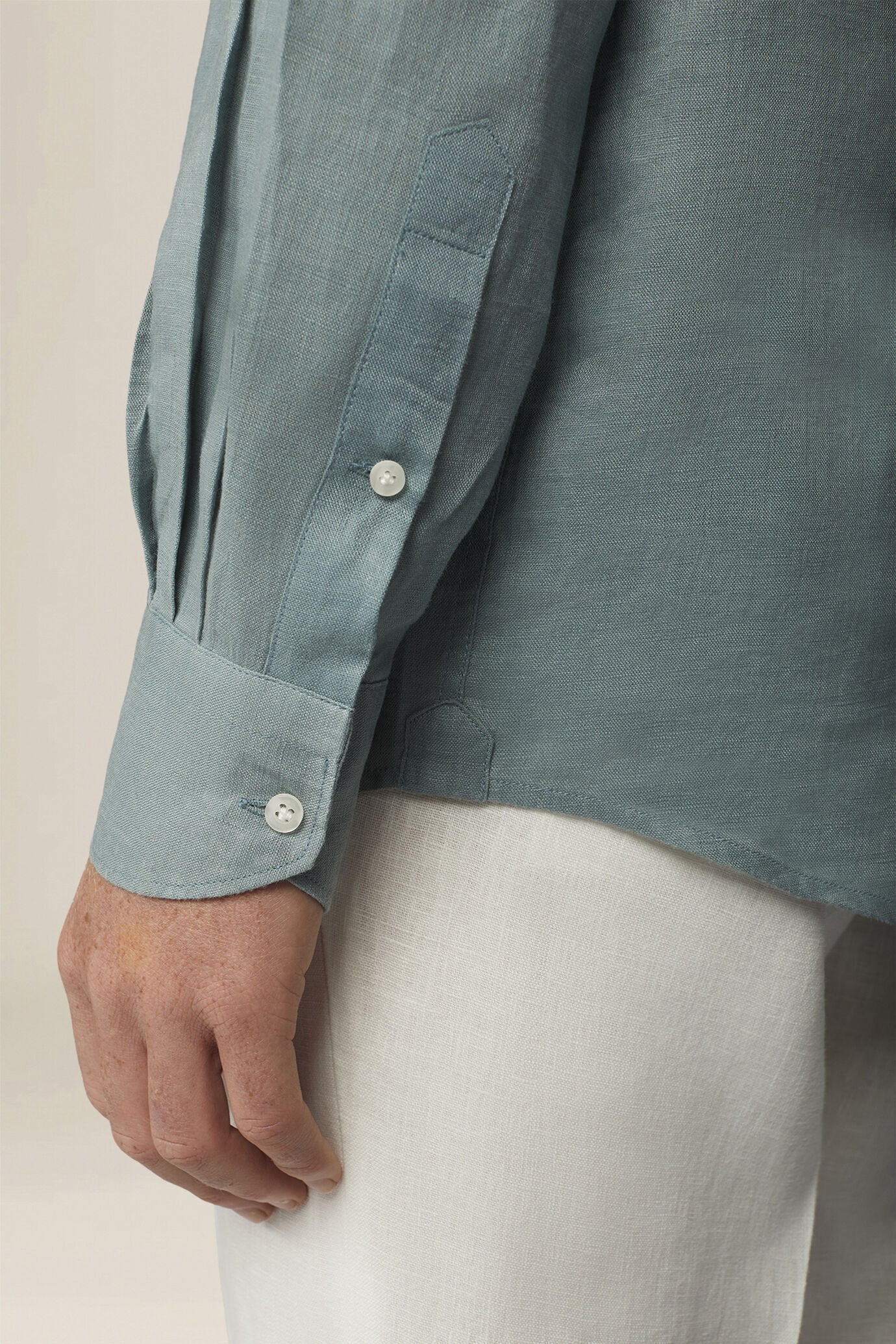 Men's 100% Linen Button-Down Shirt, Off-White