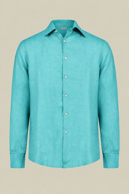 Men's 100% Linen Button-Down Shirt