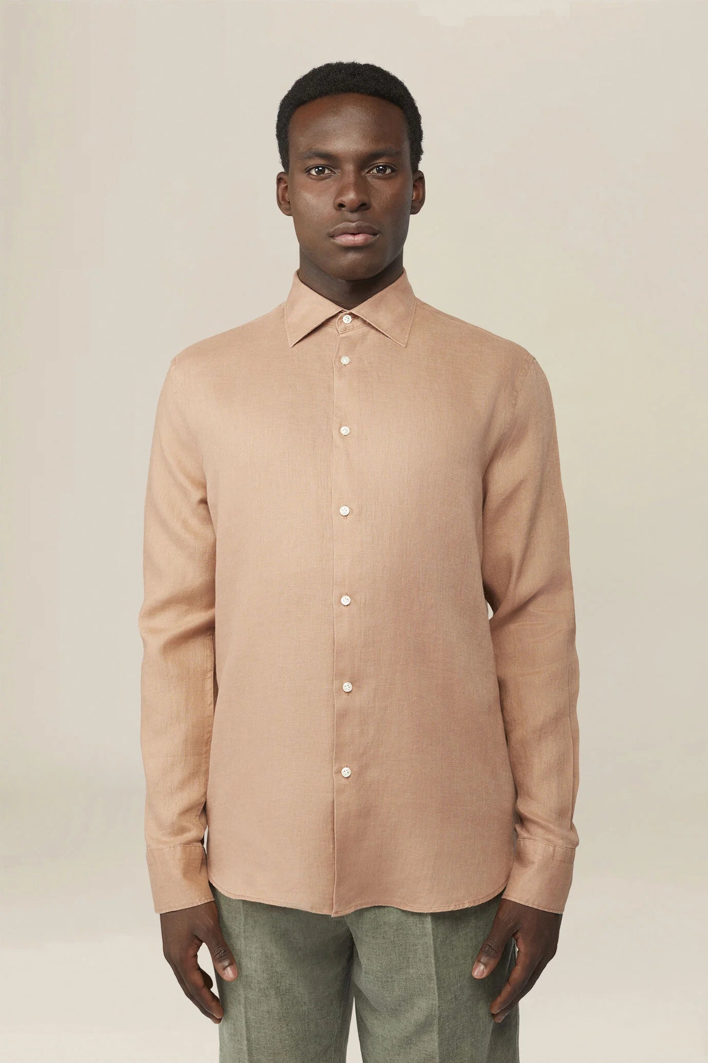 Men's 100% Linen Button-Down Shirt, Off-White