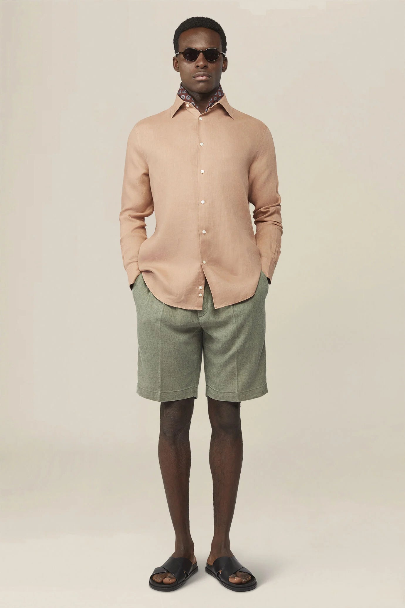 Men's 100% Linen Button-Down Shirt, Off-White