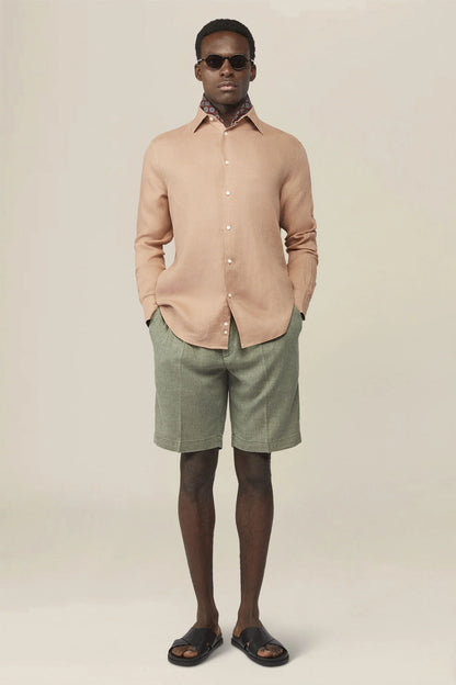 Men's 100% Linen Button-Down Shirt, Off-White