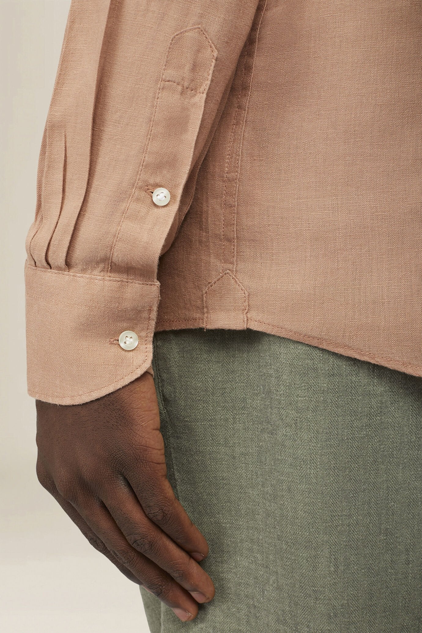 Men's 100% Linen Button-Down Shirt, Off-White
