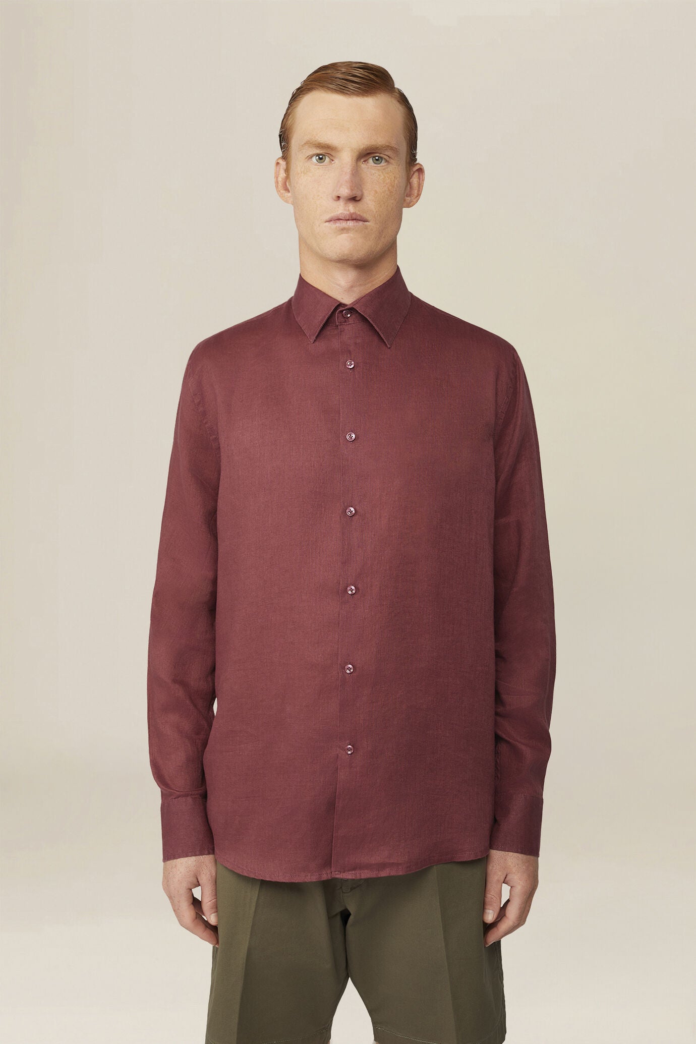 Men's casual shirt with french collar, 100% linen