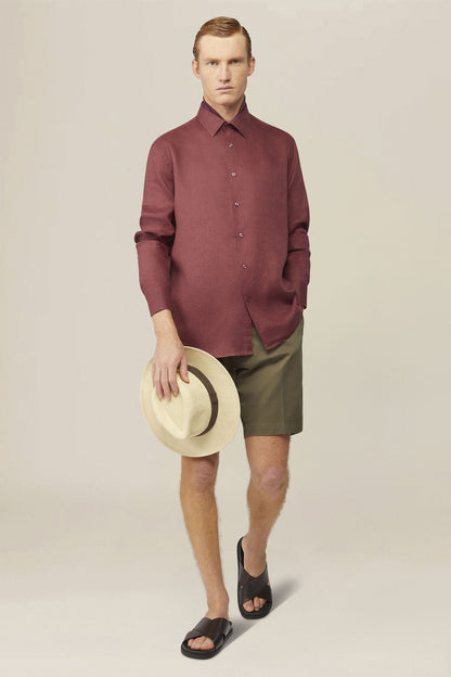 Men's casual shirt with french collar, 100% linen