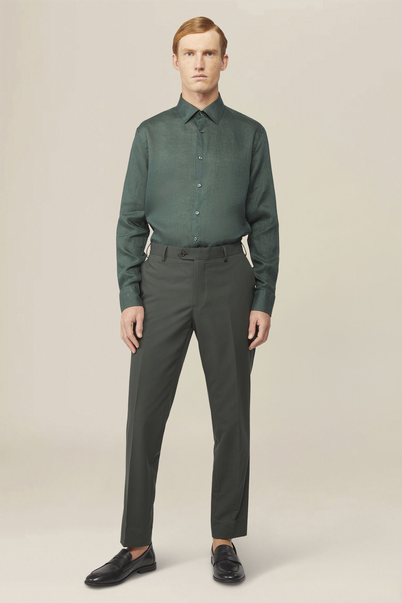 Men's casual shirt with french collar, 100% linen
