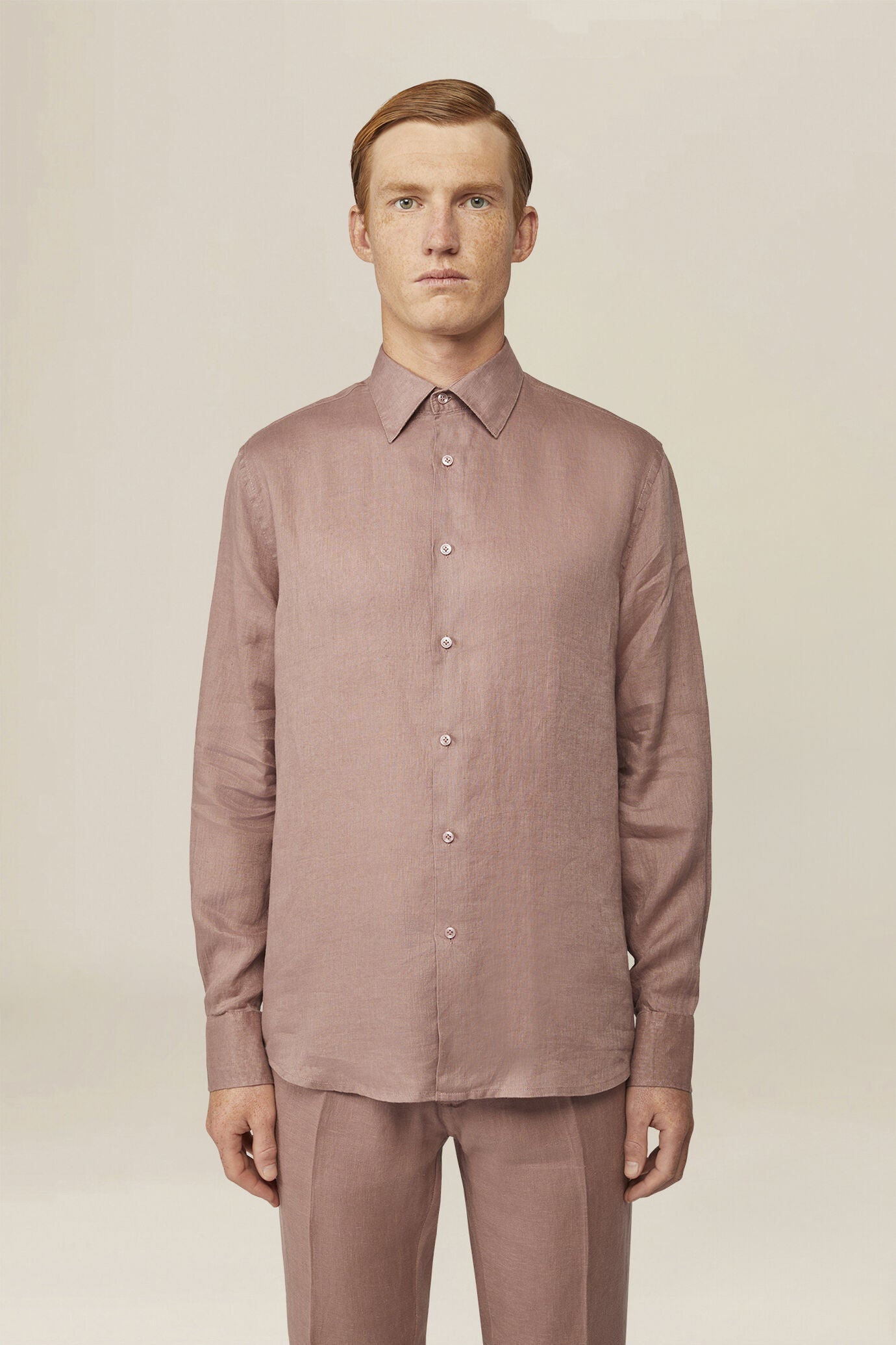 Men's casual shirt with french collar, 100% linen