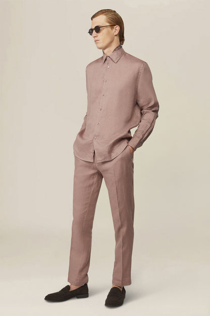 Men's casual shirt with french collar, 100% linen