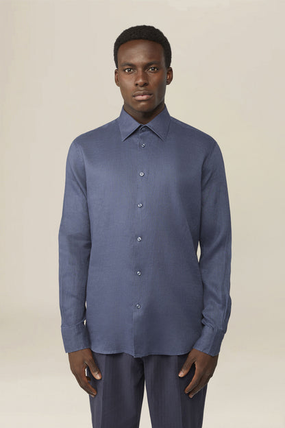 Men's casual shirt with french collar, 100% linen
